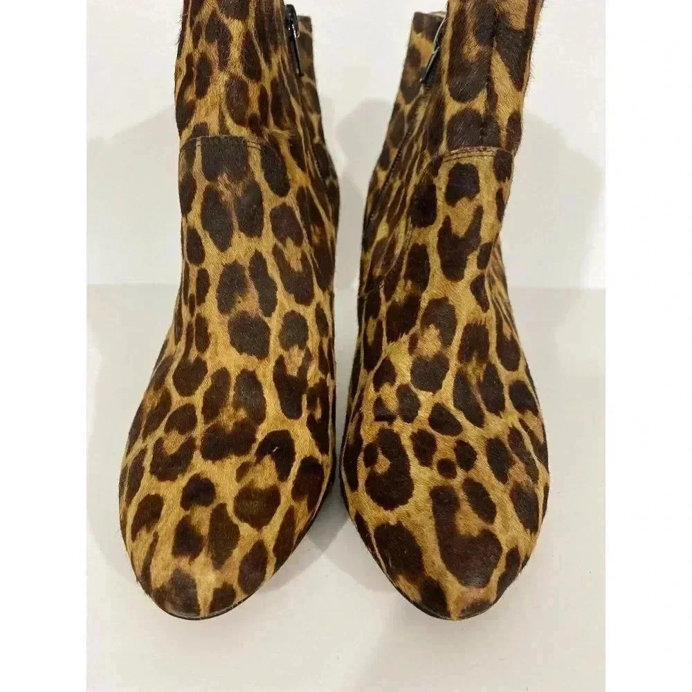 INC womens size 7M pony hair leopard animal print heel‎ boot booties